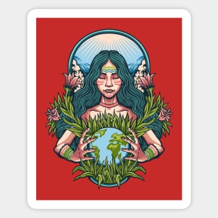 Mother earth illustration Magnet